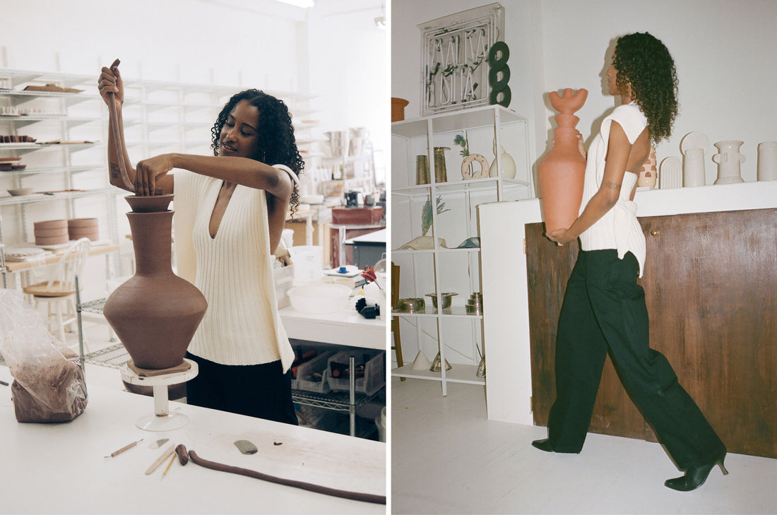 Dina wears the Bends Jeans In Dusk