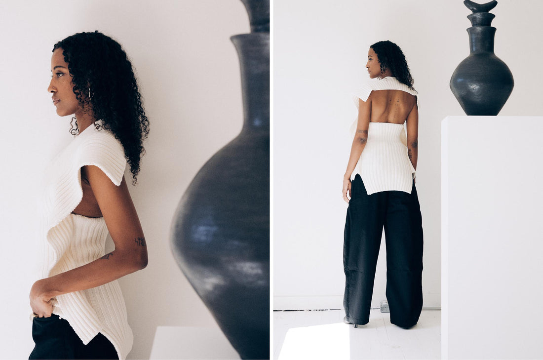 Dina wears the Greer Tank in Ecru