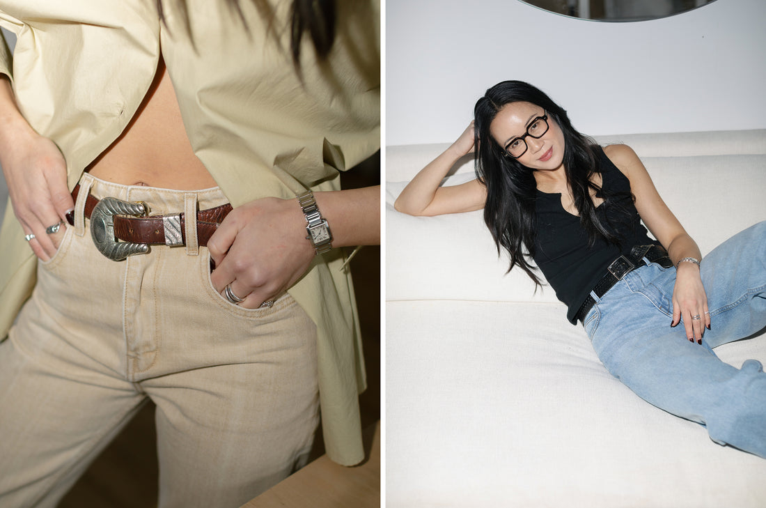 Jenn wears the Drift Jean in Mojave Wash