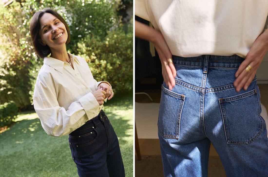 Jane wears the Ridge Shirt in Bone 
