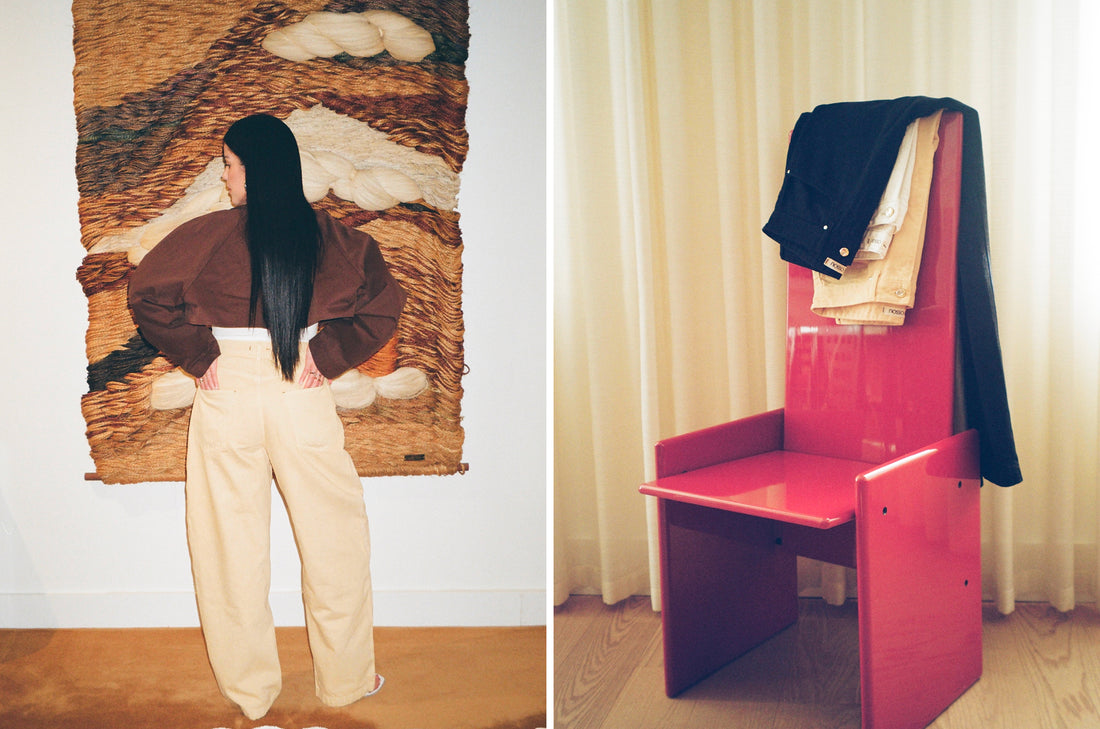 Gabriella wears the Bends Jean in Butter Wash