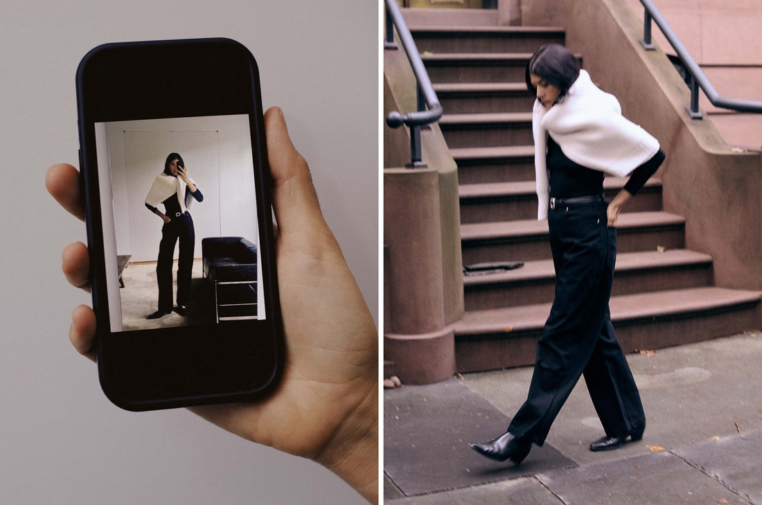 Neada wears the Noon Jean in Dusk Wash