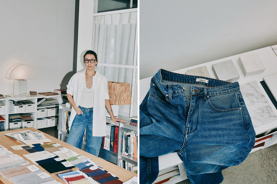 Sarita wears wears the Rider Jean in Cloud Wash 